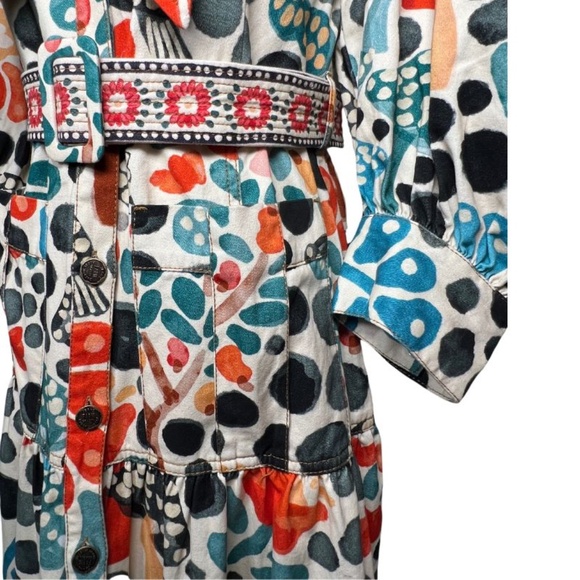 NWOT FARM Rio Button Down Dress Balloon Sleeve Adjustable Belt (XS) - Picture 7 of 14